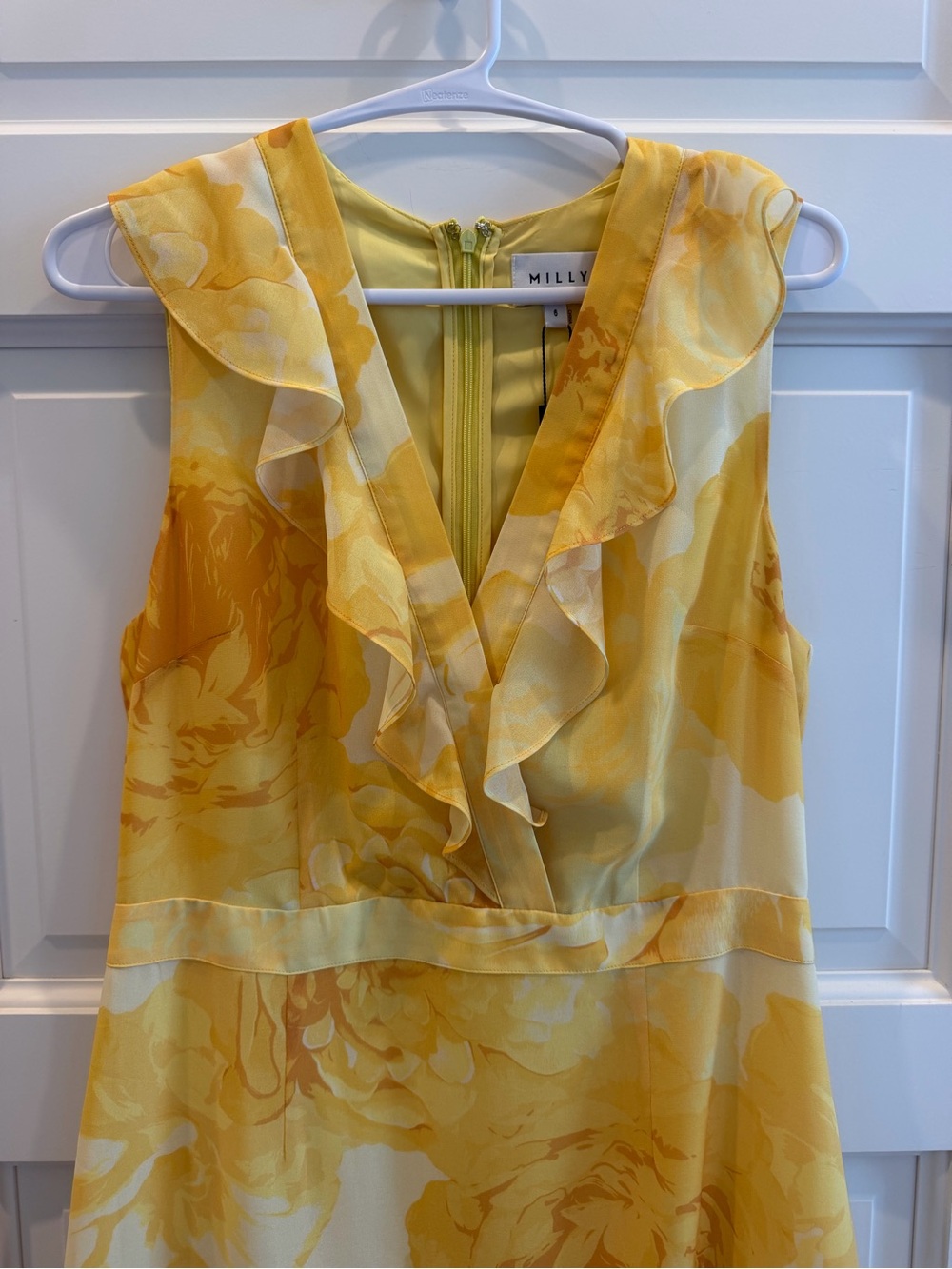 Milly Yellow Floral High-Low Ruffle Maxi Dress - Picture 2 of 8